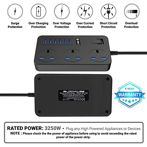 T09 UK Power Strip with USB