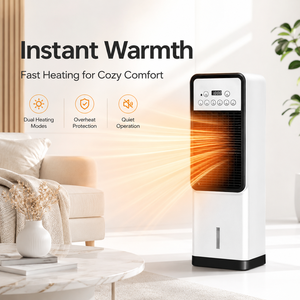iBlockCube Hot & Cold Tower Fan – 2-in-1 Cooling & Heating Fan with Remote Control