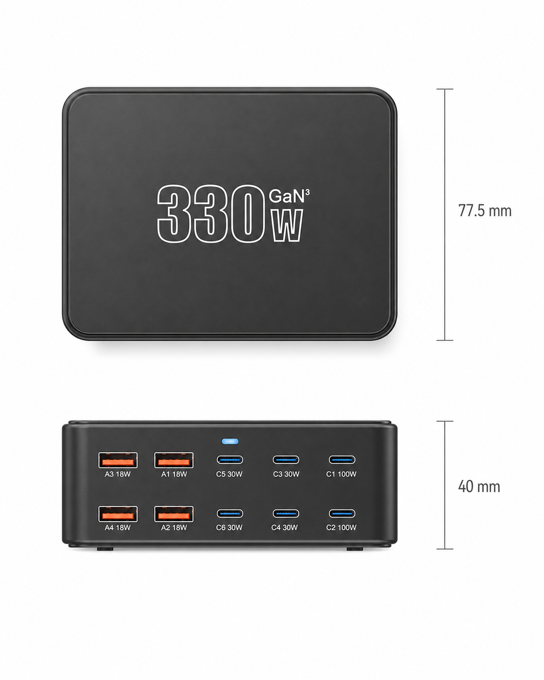 iBlockCube 330W GaN Multi-Port Fast Charger – Ultra Power Desktop Charging Station