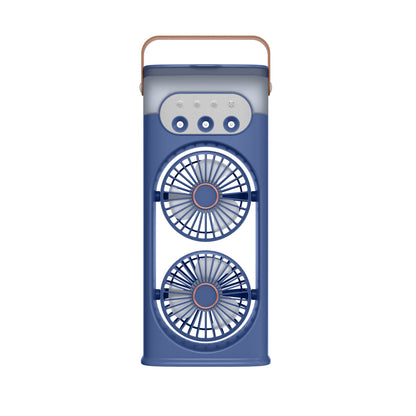 iBlockCube Dual-Head Mist Fan – High-Power Air Circulation & Humidifying Cooling Fan for Home, Office & Outdoor Use
