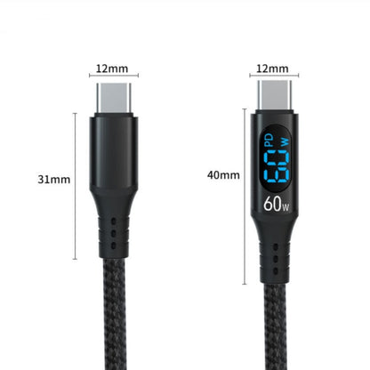 iBlockCube 1M  Digital display 100W/60W/27W data cable, dual Type-C fast charging, power digitally displayed, woven cable, suitable for Apple and Huawei 20V，5A（3A）