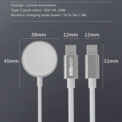 iBlockCube Apple Watch iWatch Magnetic PD Fast Charging 65W 2-in-1 Type-C Cable – Charge Your Apple Devices Efficiently