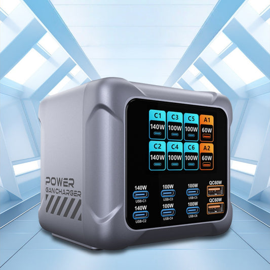 iBlockCube 8-in-1 Multi-Port Socket & 420W GaN Fast Charger – Ultra-Fast Charging for Phones, Tablets, Laptops, and More