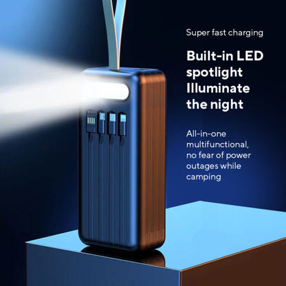 iBlockCube 100000mAh Power Bank with Built-in Cable – 66W Super Fast Charging, High-Capacity Portable Charger for Outdoor Use