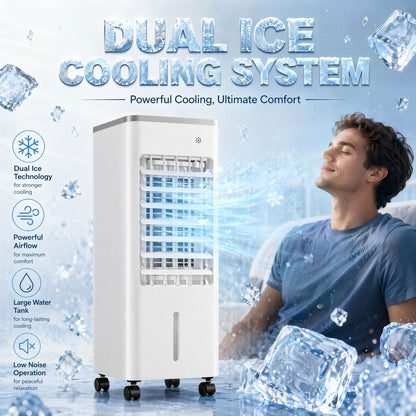 iBlockCube Portable Floor Air Cooler – Mobile Evaporative Cooling Fan for Home & Office