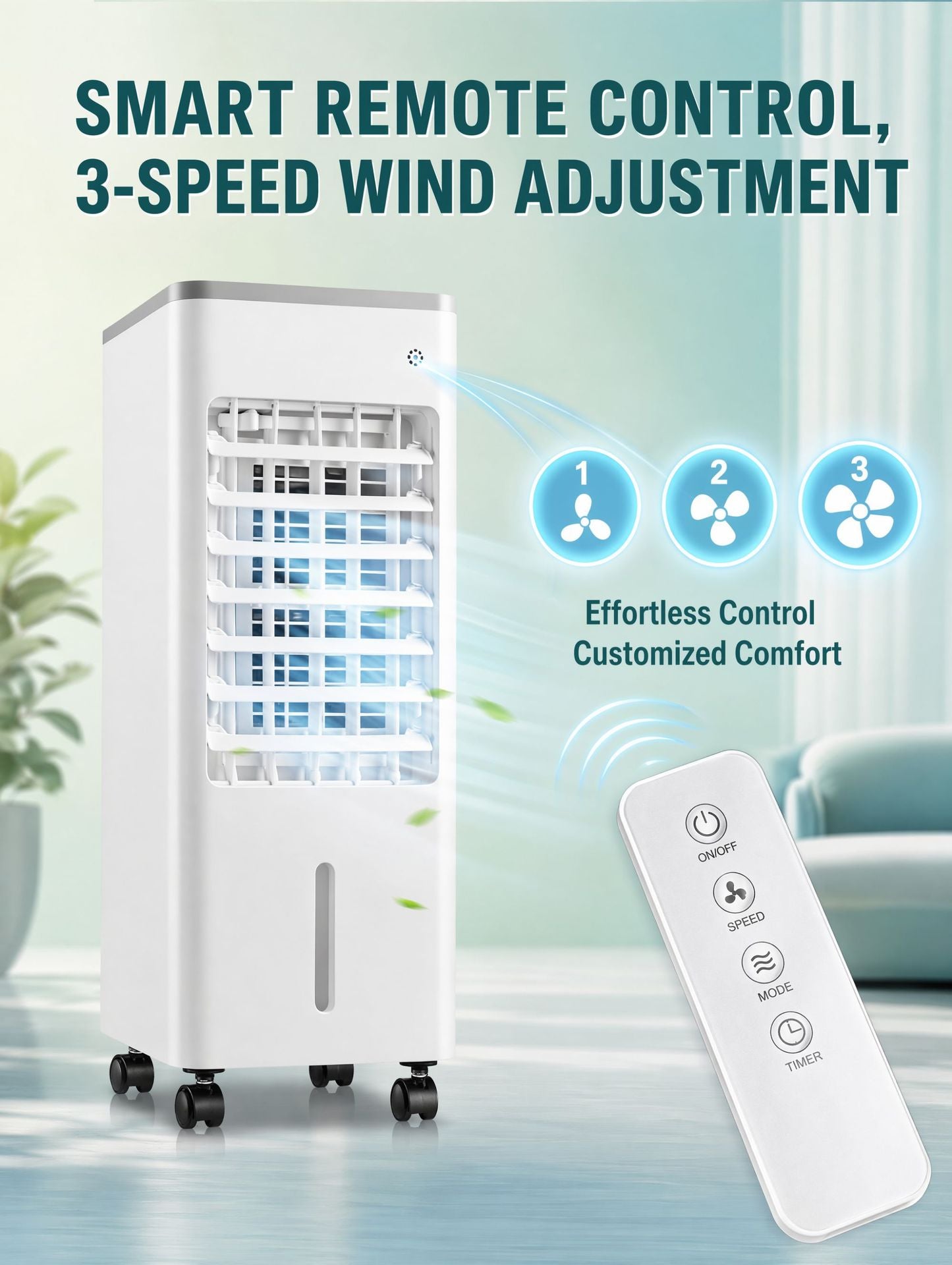 iBlockCube Portable Floor Air Cooler – Mobile Evaporative Cooling Fan for Home & Office