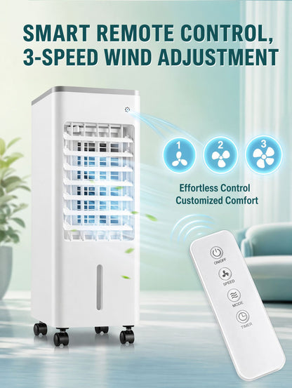 iBlockCube Portable Floor Air Cooler – Mobile Evaporative Cooling Fan for Home & Office