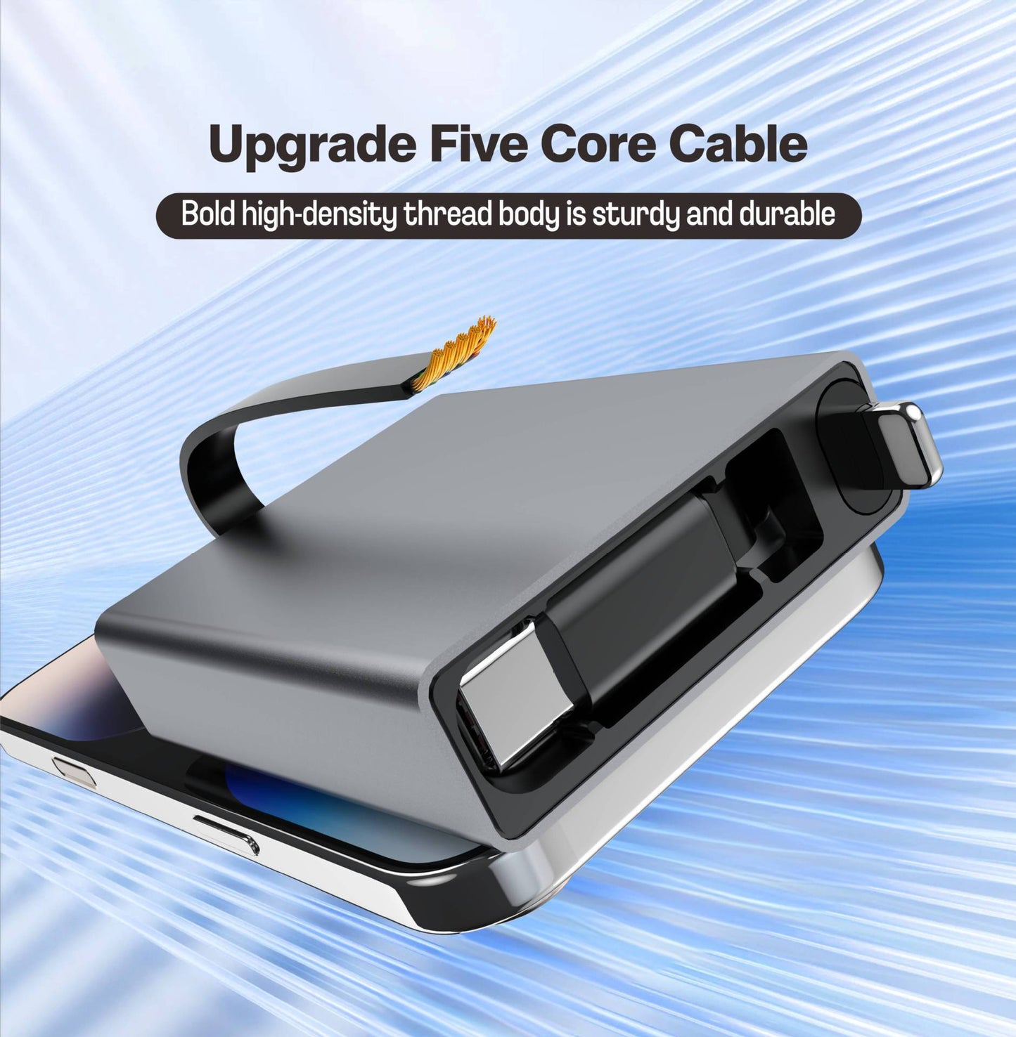 iBlockCube 100W Super Fast 3-in-1 Retractable Charging Cable – Charge Your Phone, Tablet, and Laptop Anywhere