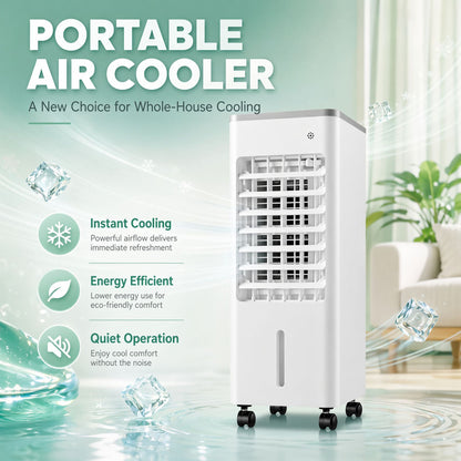 iBlockCube Portable Floor Air Cooler – Mobile Evaporative Cooling Fan for Home & Office