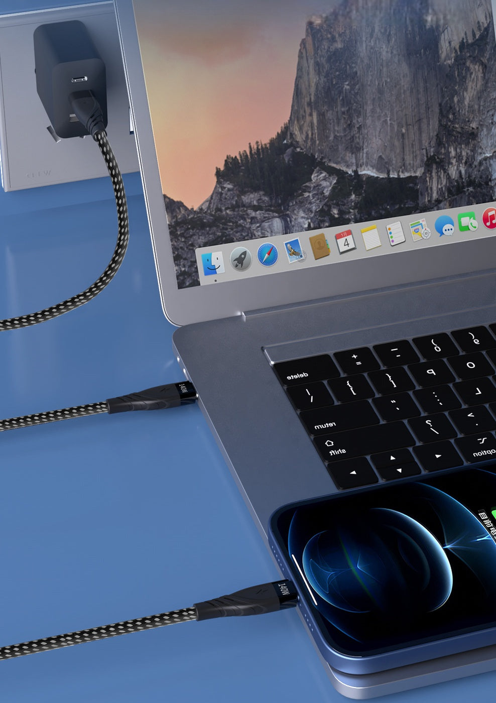 iBlockCube 1.2M PD 2-in-1 Type-C Fast Charging & Data Cable – High-Speed 5A Power Delivery for iPhone, Huawei, and Laptops