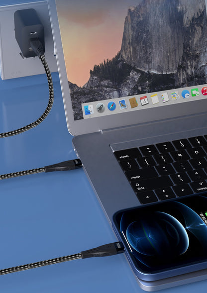 iBlockCube 1.2M PD 2-in-1 Type-C Fast Charging & Data Cable – High-Speed 5A Power Delivery for iPhone, Huawei, and Laptops
