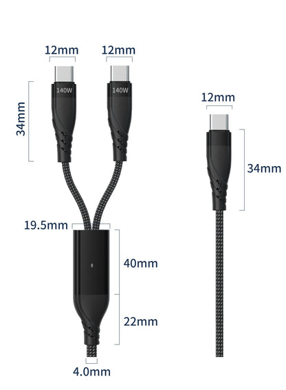 iBlockCube 1.2M PD 2-in-1 Type-C Fast Charging & Data Cable – High-Speed 5A Power Delivery for iPhone, Huawei, and Laptops