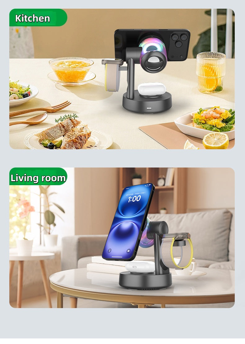 iBlockCube Qi25W 3-in-1 Wireless Charger with Built-In Speaker – 25W Magnetic Wireless Charging for iPhone and More