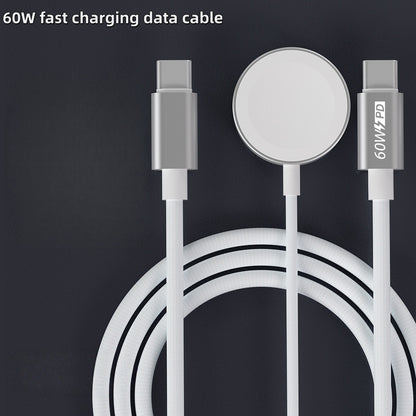 iBlockCube Apple Watch iWatch Magnetic PD Fast Charging 65W 2-in-1 Type-C Cable – Charge Your Apple Devices Efficiently