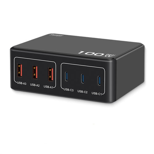 iBlockCube Multi-port mobile phone and computer charger with a universal charging head, featuring a 100W high-power PD USB fast charging function.