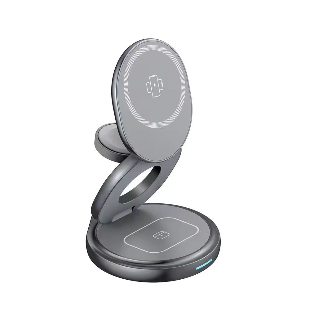 iBlockCube 15W Metal Rotatable Phone Stand 3-in-1 Wireless Charger – Charge Your iPhone, Apple Watch, and AirPods Simultaneously