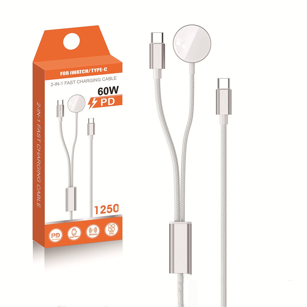 iBlockCube Apple Watch iWatch Magnetic PD Fast Charging 65W 2-in-1 Type-C Cable – Charge Your Apple Devices Efficiently