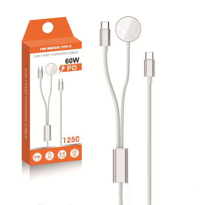 iBlockCube Apple Watch iWatch Magnetic PD Fast Charging 65W 2-in-1 Type-C Cable – Charge Your Apple Devices Efficiently