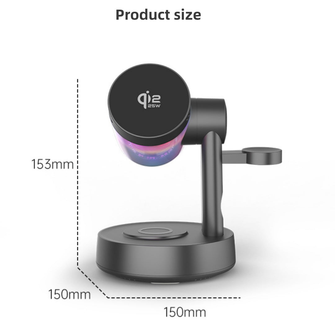 iBlockCube Qi25W 3-in-1 Wireless Charger with Built-In Speaker – 25W Magnetic Wireless Charging for iPhone and More