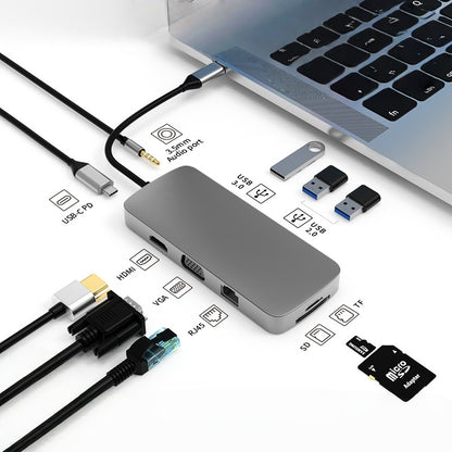 iBlockCube 100W fast charging -Transparent Type-C docking station, USB hub, network port USB extender, multi-functional notebook expansion dock