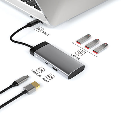 iBlockCube 100W fast charging -Transparent Type-C docking station, USB hub, network port USB extender, multi-functional notebook expansion dock
