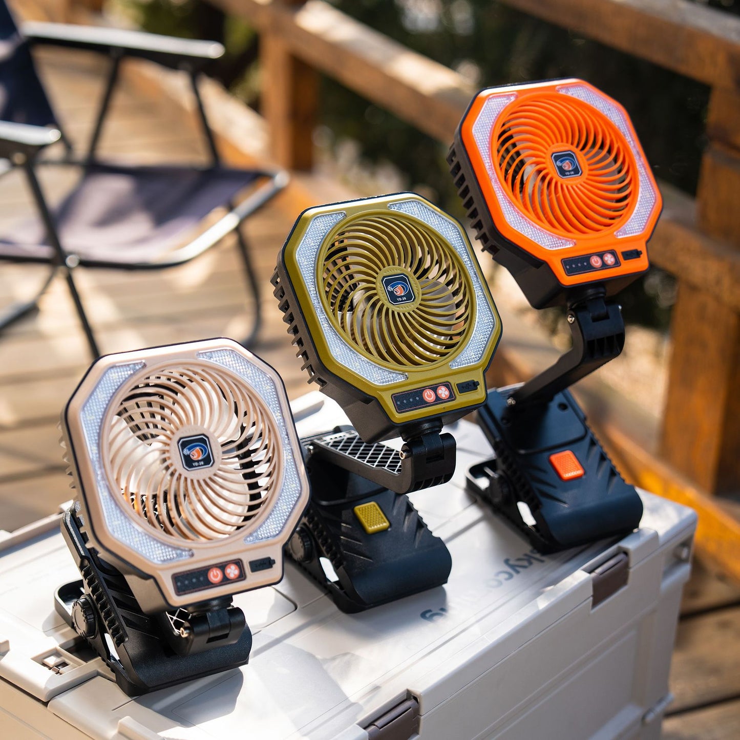 iBlockCube Portable Camping Fan with LED Light – USB Rechargeable Folding Cooling Fan for Outdoor Adventures