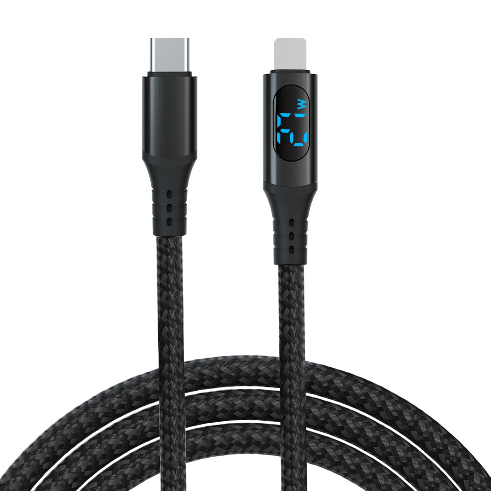 iBlockCube 1M  Digital display 100W/60W/27W data cable, dual Type-C fast charging, power digitally displayed, woven cable, suitable for Apple and Huawei 20V，5A（3A）
