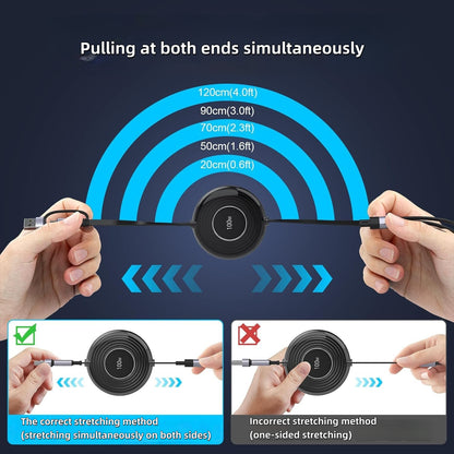 iBlockCube 100W 3-in-1 Multifunction Retractable Magnetic Charging & Data Cable – Charge Your Phone, Tablet, and Smartwatch Anywhere