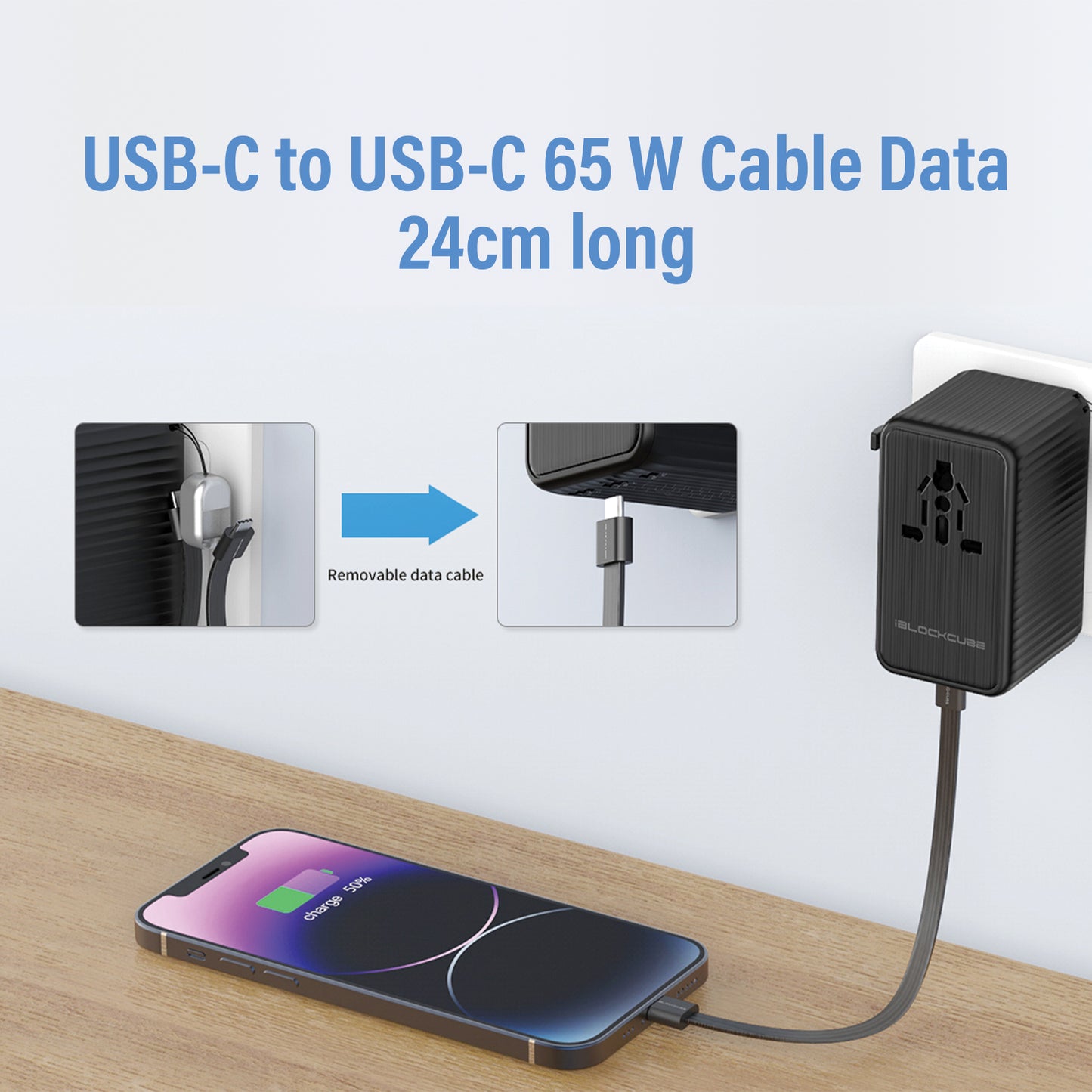 iBlockCube SWIFT PRO: The Powerful 140W 4th Gen GaN Travel Adapter PD Fast Charger 3 USB-C,1 USB-A, International Wall Charger AC Plug All in One Worldwide Power Charger（Black）