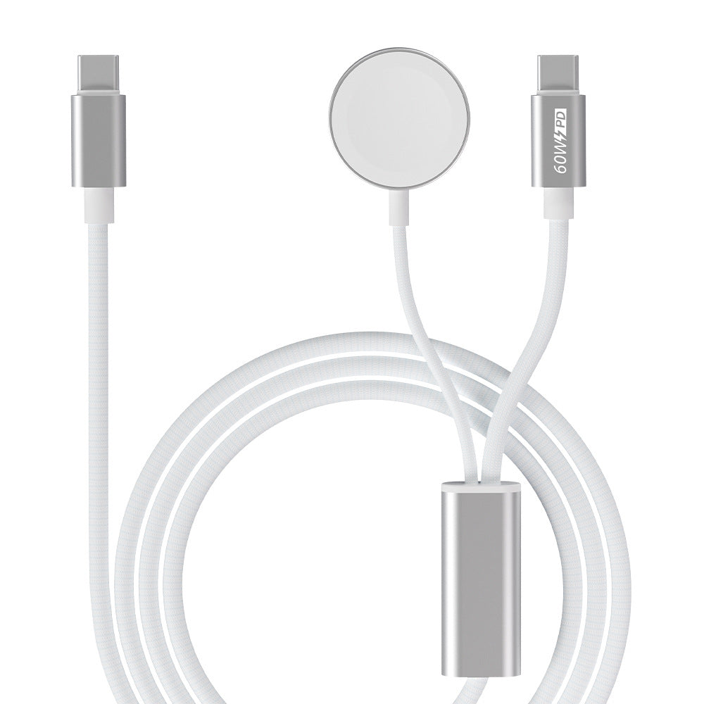 iBlockCube Apple Watch iWatch Magnetic PD Fast Charging 65W 2-in-1 Type-C Cable – Charge Your Apple Devices Efficiently