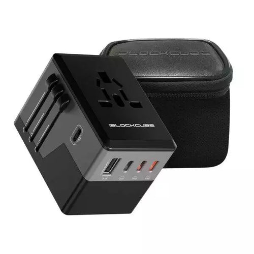 iBlockCube Swift Universal Travel Adapter 120W PD Fast Charger 4 USB-C,1 USB-A, International Wall Charger AC Plug Adaptor All in One Worldwide Power Charger Compatible with Laptops(Grey)
