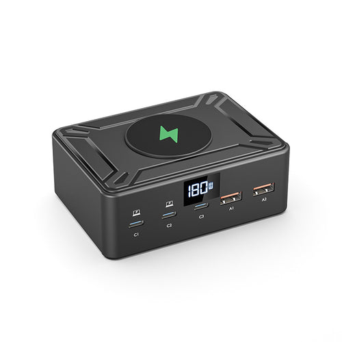 iBlockCube 190W Fast Charging Multi-Port USB Charger with 15W Wireless Charging – Power Your Devices with Speed and Convenience