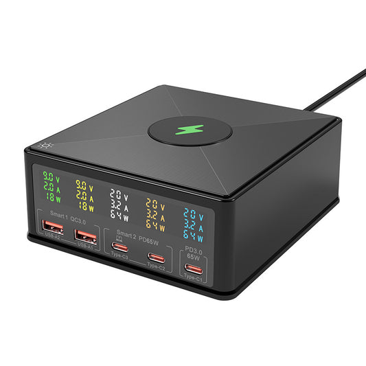 iBlockCube 160W USB Multi-Port Charger with Smart Voltage & Current Display – PD 65W Fast Charging for Apple, Huawei, and More