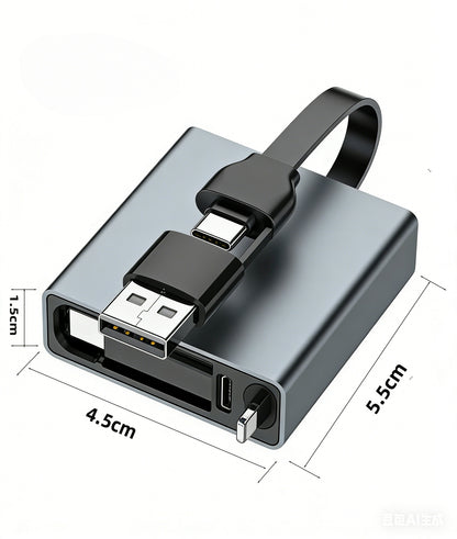 iBlockCube 100W Super Fast 3-in-1 Retractable Charging Cable – Charge Your Phone, Tablet, and Laptop Anywhere
