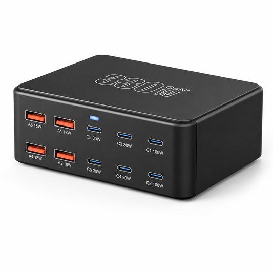 iBlockCube 330W GaN Multi-Port Fast Charger – Ultra Power Desktop Charging Station