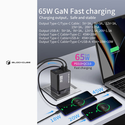 iBlockCube 65W GaN Charger with Retractable Cable – Fast Charging for iPhone 16, Smartphones and More product