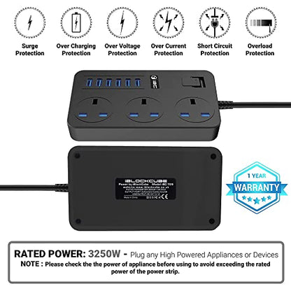 T09 UK Power Strip with USB