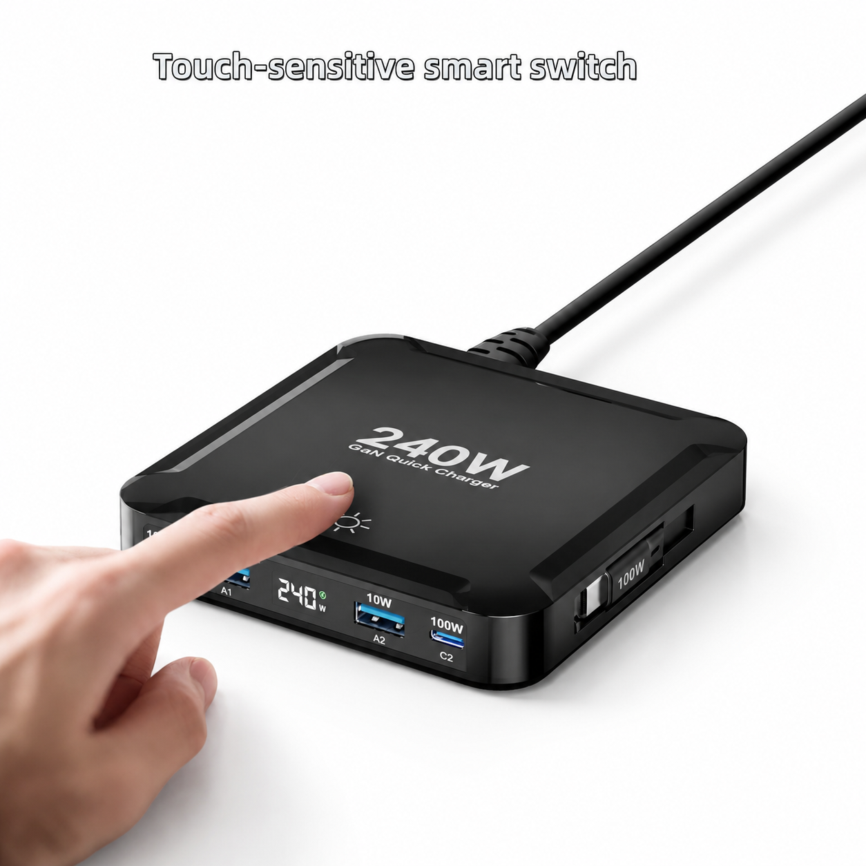 iBlockCube 240W Retractable Cable Charger – Magnetic Storage Multi-Port Fast Charging Station