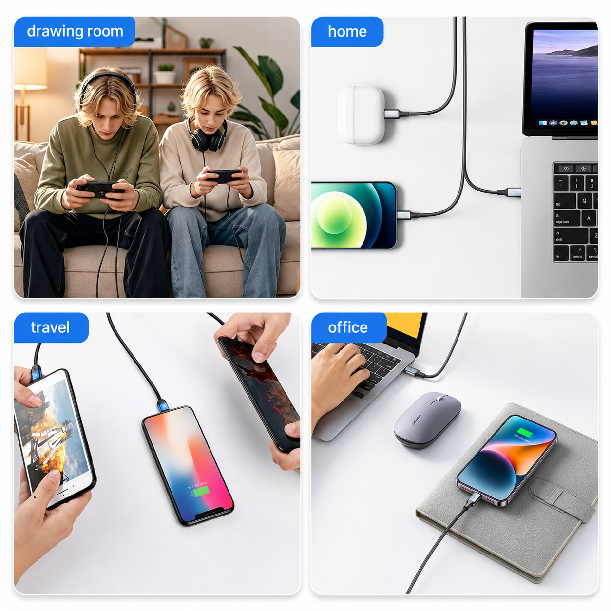 iBlockCube 240W Multi-Port USB Charger with Dynamic Display Screen – High-Powered, Fast Charging for Multiple Devices