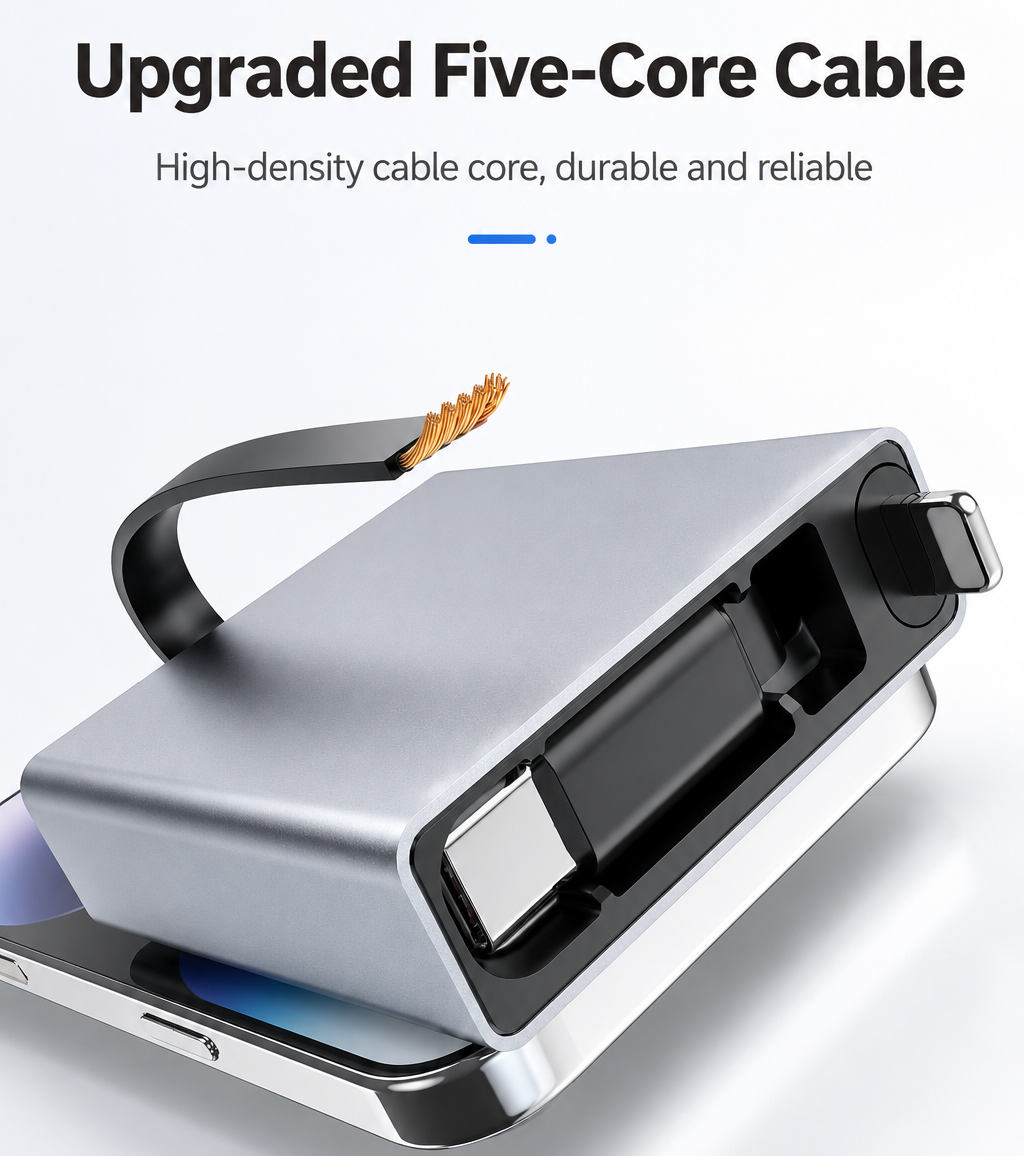 iBlockCube 100W Super Fast 3-in-1 Retractable Charging Cable – Charge Your Phone, Tablet, and Laptop Anywhere