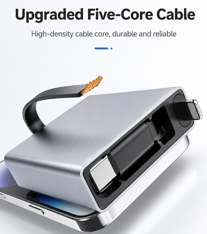 iBlockCube 100W Super Fast 3-in-1 Retractable Charging Cable – Charge Your Phone, Tablet, and Laptop Anywhere
