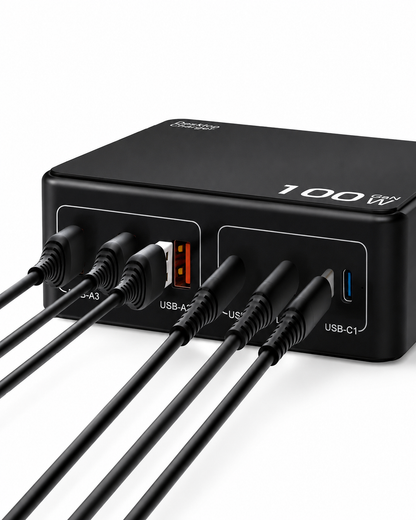 iBlockCube Multi-port mobile phone and computer charger with a universal charging head, featuring a 100W high-power PD USB fast charging function.