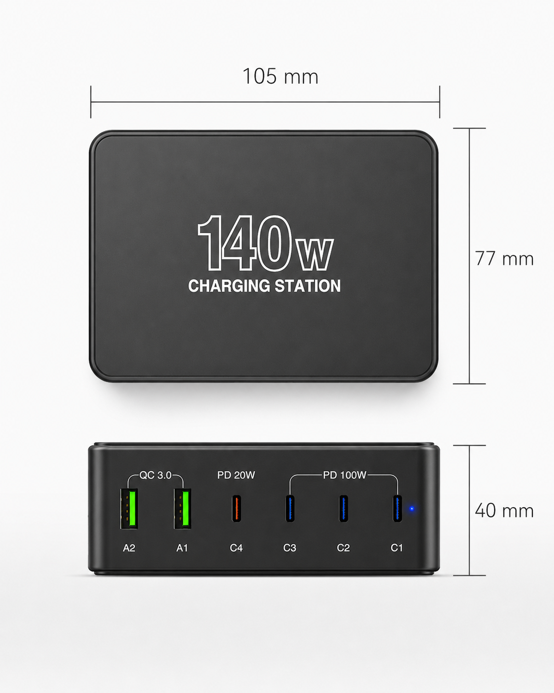 iBlockCube 140W USB multi-port charger, supporting PD fast charging for multi-port laptops, mobile phones
