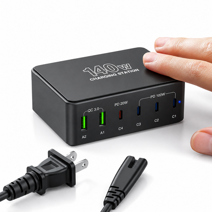 iBlockCube 140W USB multi-port charger, supporting PD fast charging for multi-port laptops, mobile phones