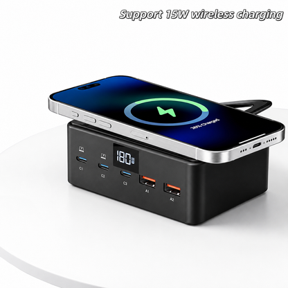 iBlockCube 190W Fast Charging Multi-Port USB Charger with 15W Wireless Charging – Power Your Devices with Speed and Convenience