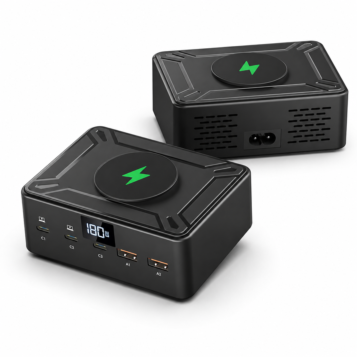 iBlockCube 190W Fast Charging Multi-Port USB Charger with 15W Wireless Charging – Power Your Devices with Speed and Convenience
