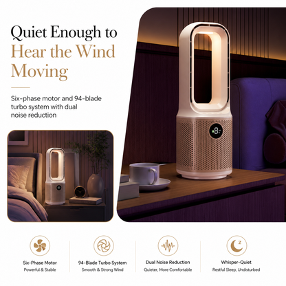 iBlockCube Bladeless Turbo Mist Fan – Portable USB Rechargeable Desktop Cooling Fan with Humidifier