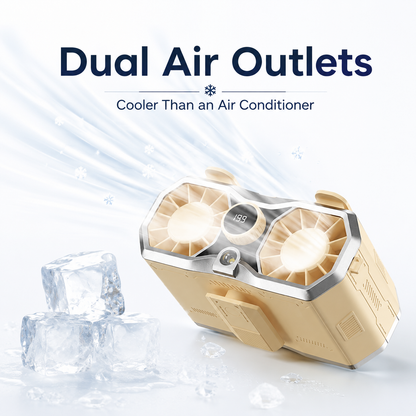 iBlockCube Dual-Outlet Waist Clip Fan – Portable USB Rechargeable Personal Cooling Fan for Outdoor Work