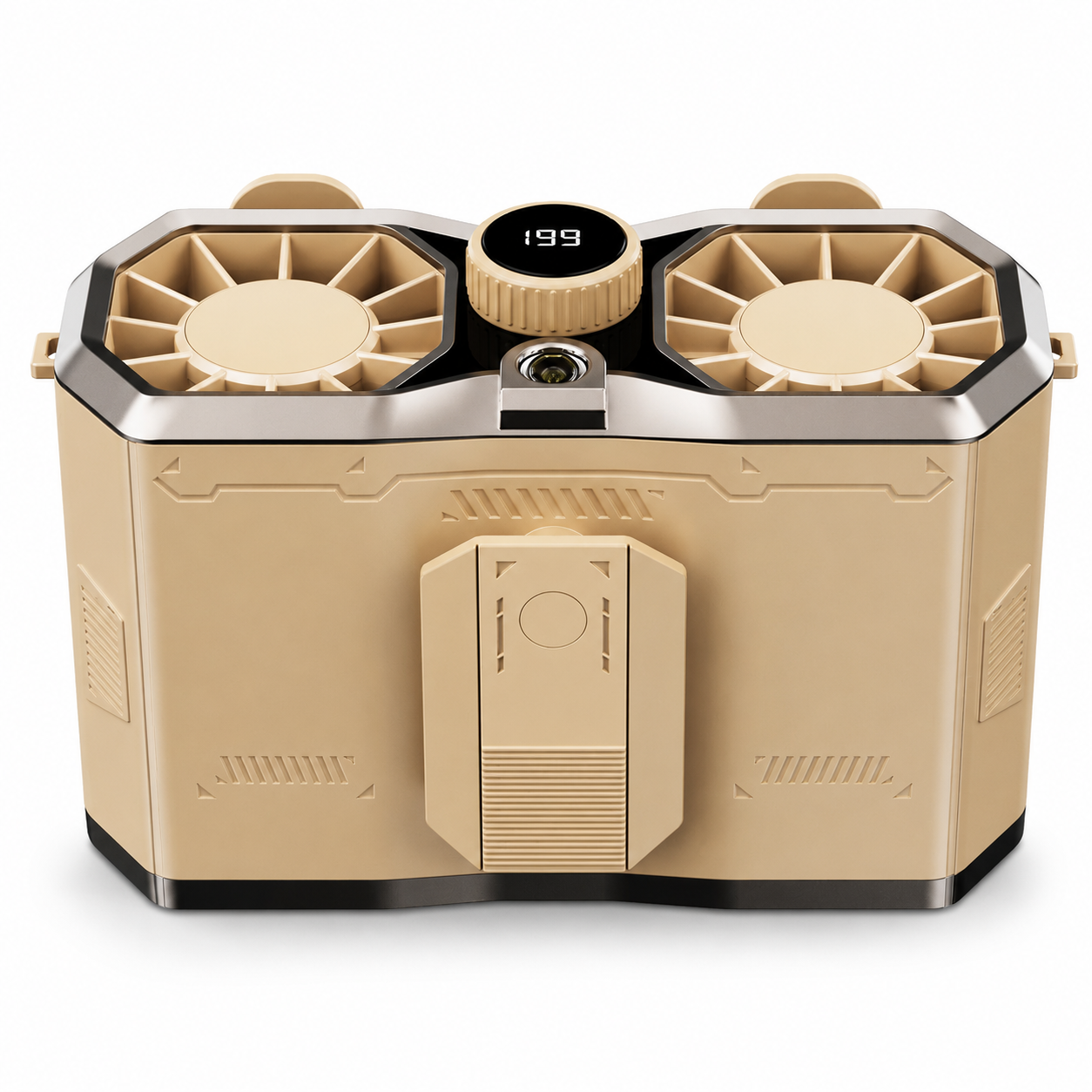 iBlockCube Dual-Outlet Waist Clip Fan – Portable USB Rechargeable Personal Cooling Fan for Outdoor Work