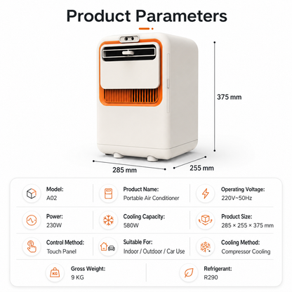 iBlockCube Portable Mini Compressor Air Cooler – Desktop Personal Air Conditioner for Home, Kitchen & Camping